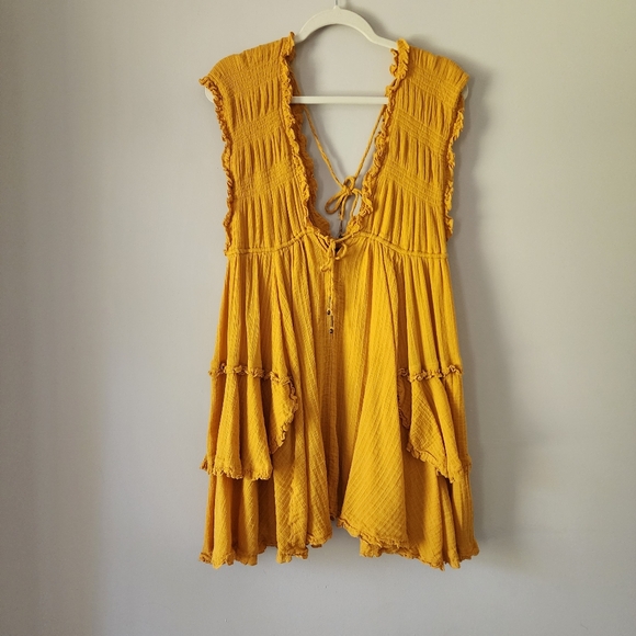 Free People Antoniette Boho Mini Dress in Marigold Glow Size Large - Picture 5 of 12